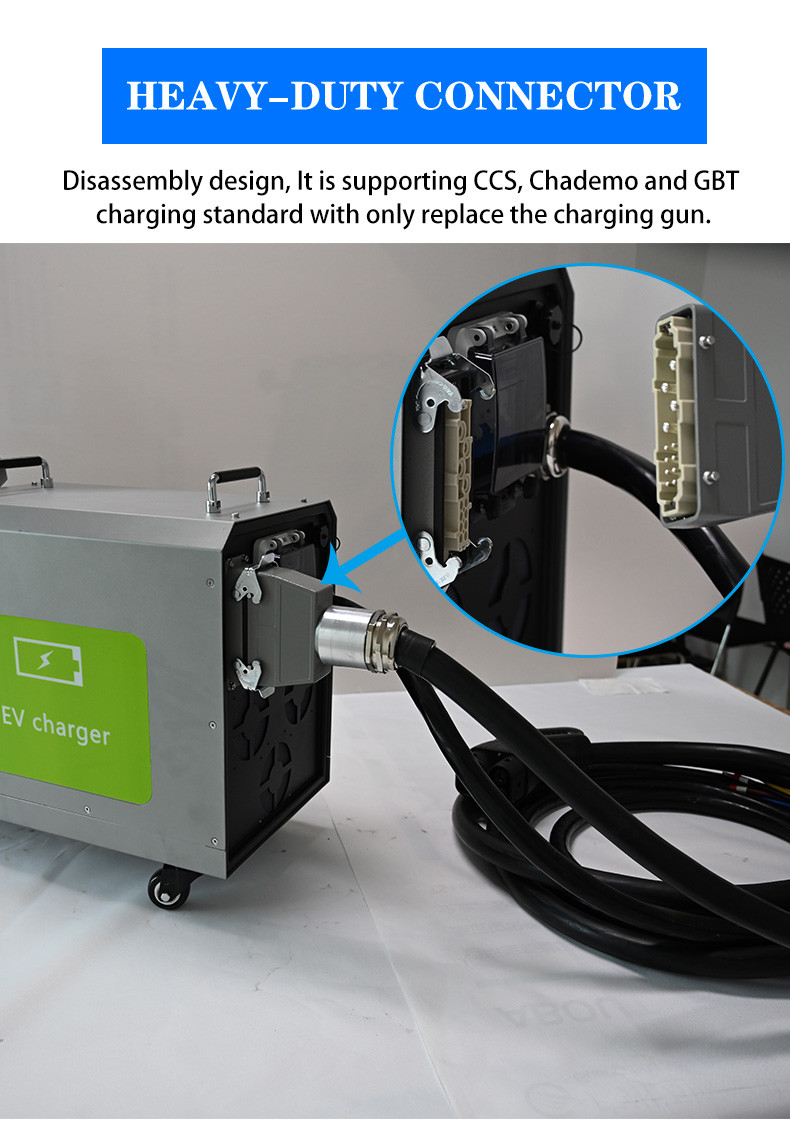 3in1 DC portable ev charger 7kw output 200-750V 20A OEM ODM fast ev charger portable