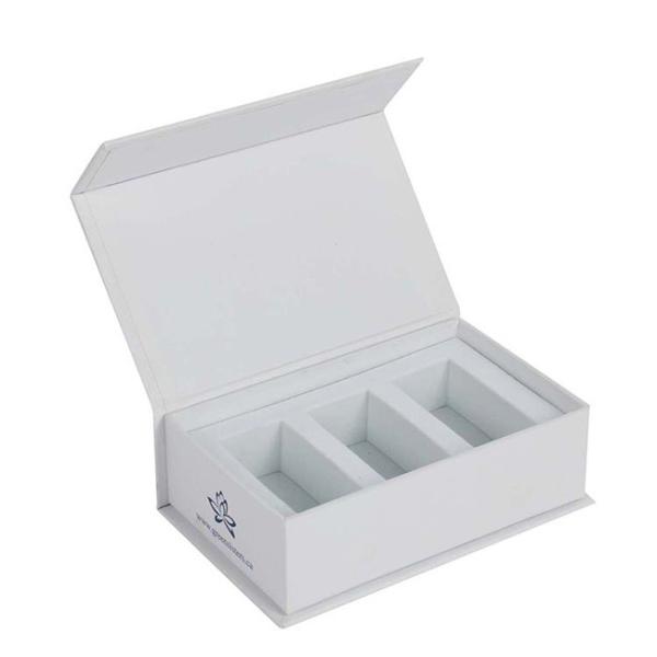 Luxury White Magnetic Rigid Cardboard Cosmetic Bottle Essential Oil Packaging