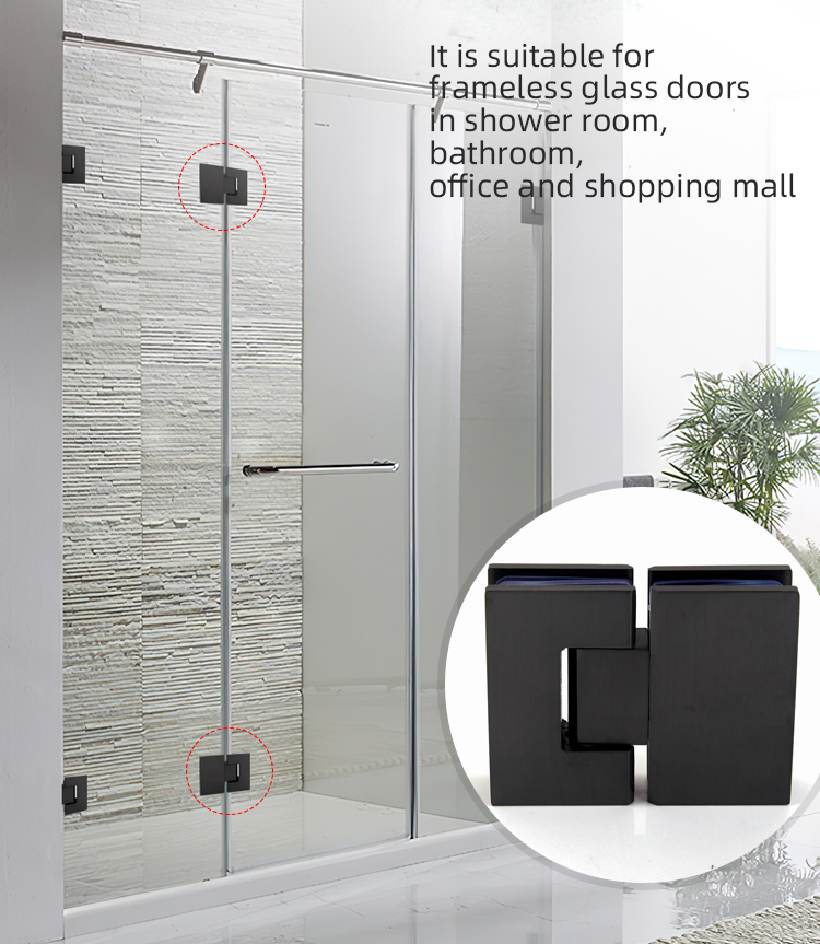 Stainless Steel 304 Door Window Hinges with Matt Black Finish 180 Degree Glass Clamp