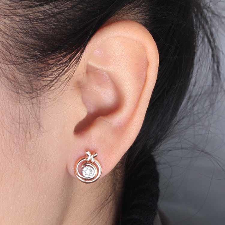 Fashion 18K Rose Gold Daimonds Stud Earrings for Women Gift (GDE009)