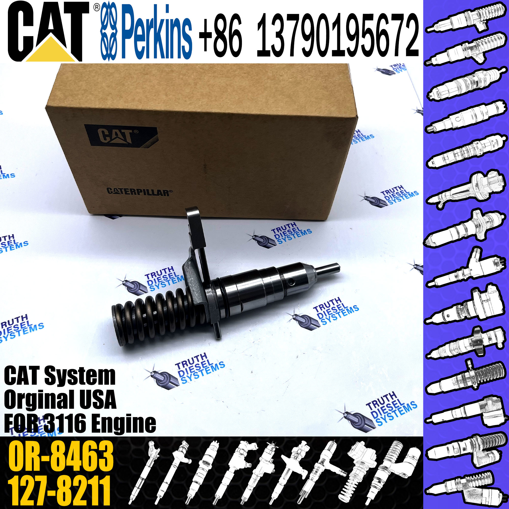 fuel common rail injector 162-0212 1620212 0R-8463 for Caterpillar Engine 3116