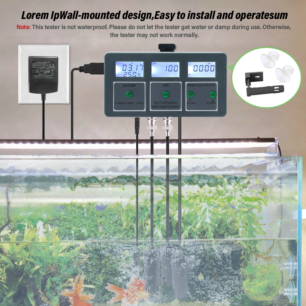 Tuya Wifi Online Water Quality Detector PH ORP EC TDS SALT S.G CF Temper