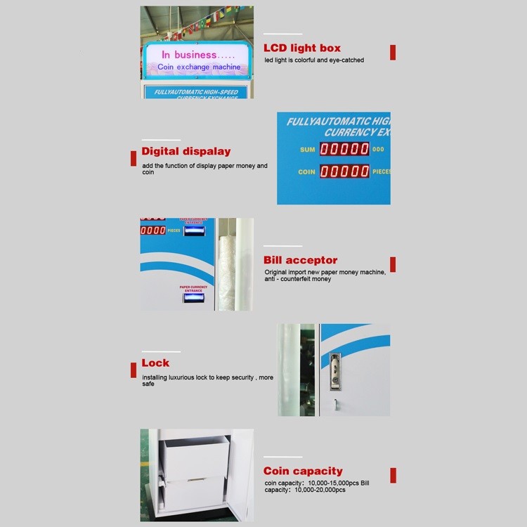 Game Center Tokens Currency Exchange ATM Coin Change Machine Speed 1200pcs / Min