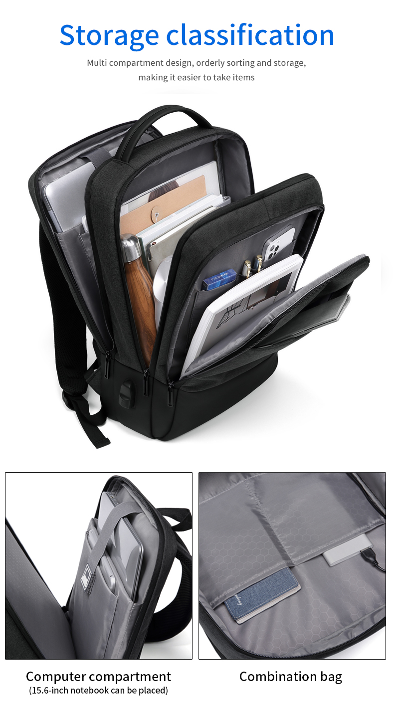 Factory wholesale waterproof USB Charging bagpack Notebook Laptop Back pack leisure travel USB Backpack bag school backpack