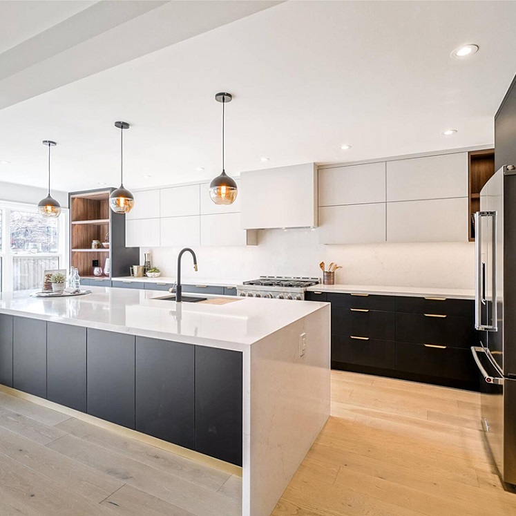 Modular Kitchen Cabinets in Modern Style with Flat Edge / Eased Edge Countertop Edging
