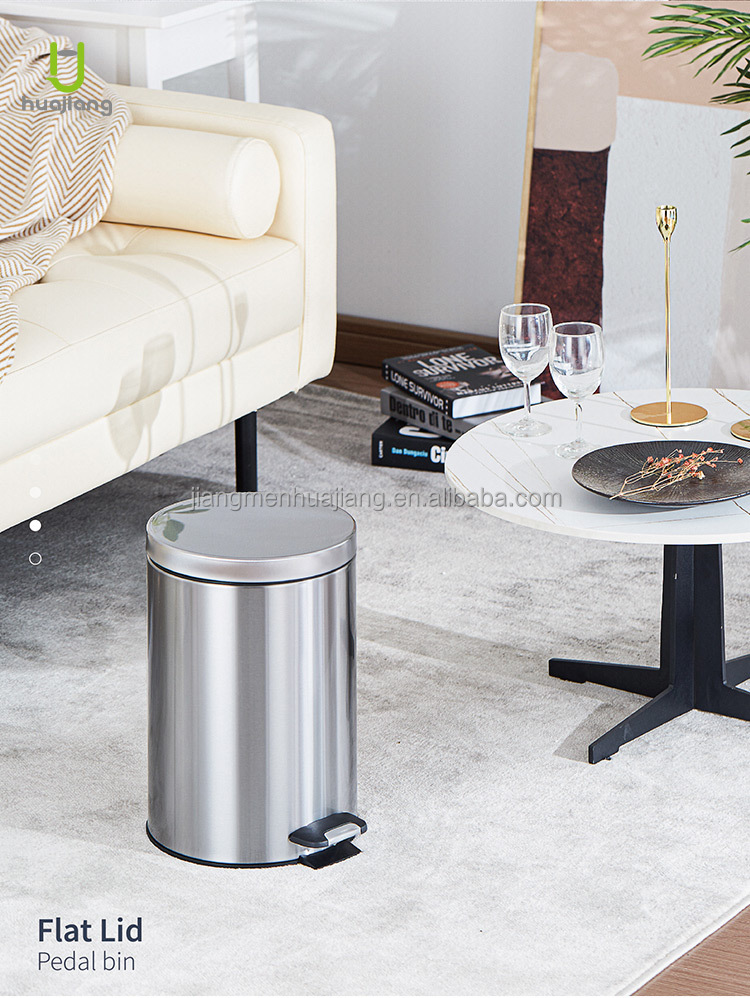 Kitchen Household Garbage Cans Sustainable 3L/5L/12L/20L/30L Standing Stainless Steel Dustbin with Soft Close and Foot Pedal