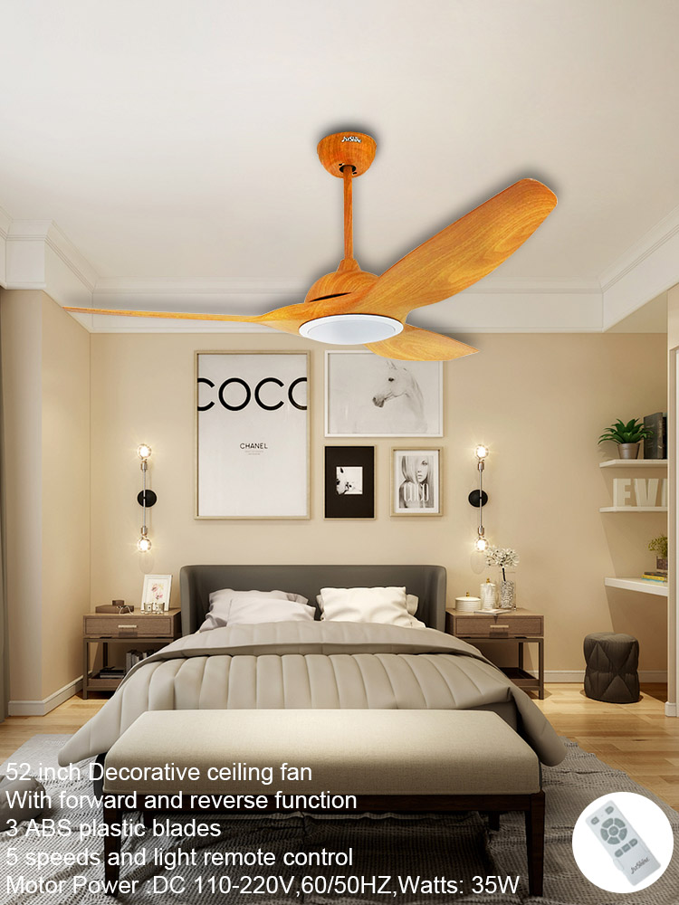 Kitchen 15cm Suspender Length Modern Plastic Blade DC LED Exhaust Ceiling Fan with 2-