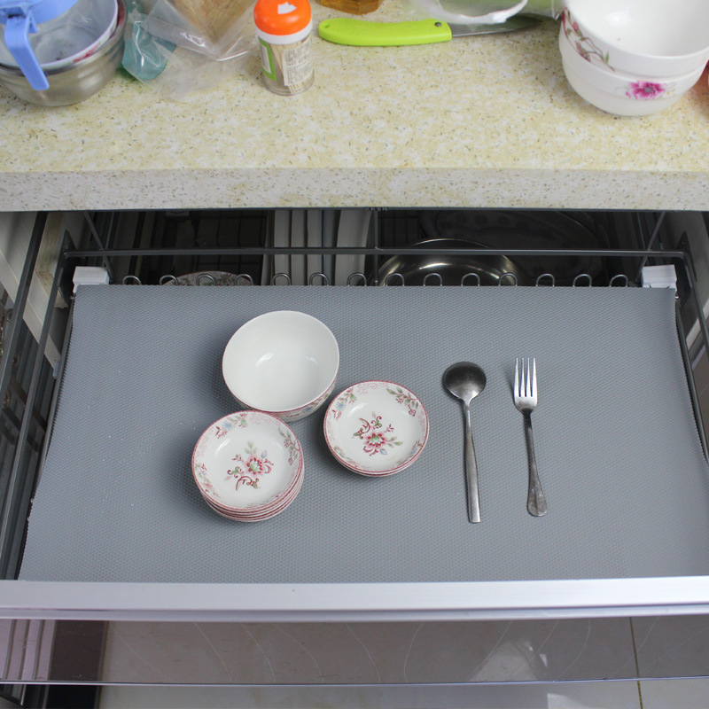 Waterproof Cabinet Shelf Mat with Diamond Pattern Non-Slip Bathroom Drawer Liner Eva Grey