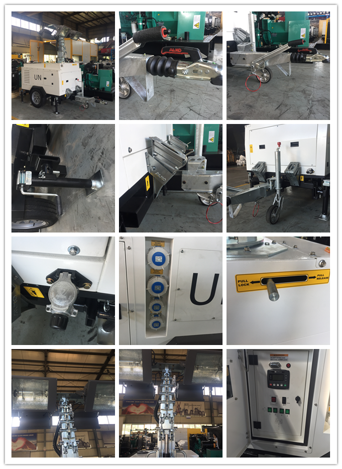4X1000w 7m 9m Portable Generator Light Tower Trailer Mounted