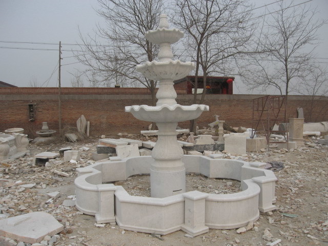 White Marble Four Tier Stone Water Pool Fountain Decoration