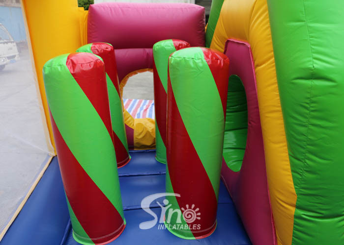 Outdoor Kids Inflatable Bouncy Castle With Slide And Pillars Inside Made Of Best Pvc Tarpaulin