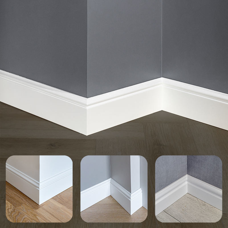 Waterproof White Primed Mdf Baseboard Primed Wood Molding Corner Decoration