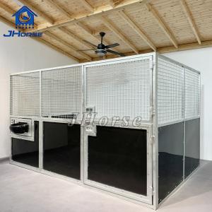 Quality Mobile Painted 12ft Standard Size HDG HDPE Horse Stable Stall Panels Barn With Feeder for sale
