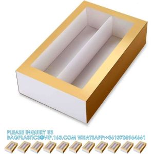 Macaron Packaging Boxes With Clear Window Gold Without Macarons Inside Rose Gold