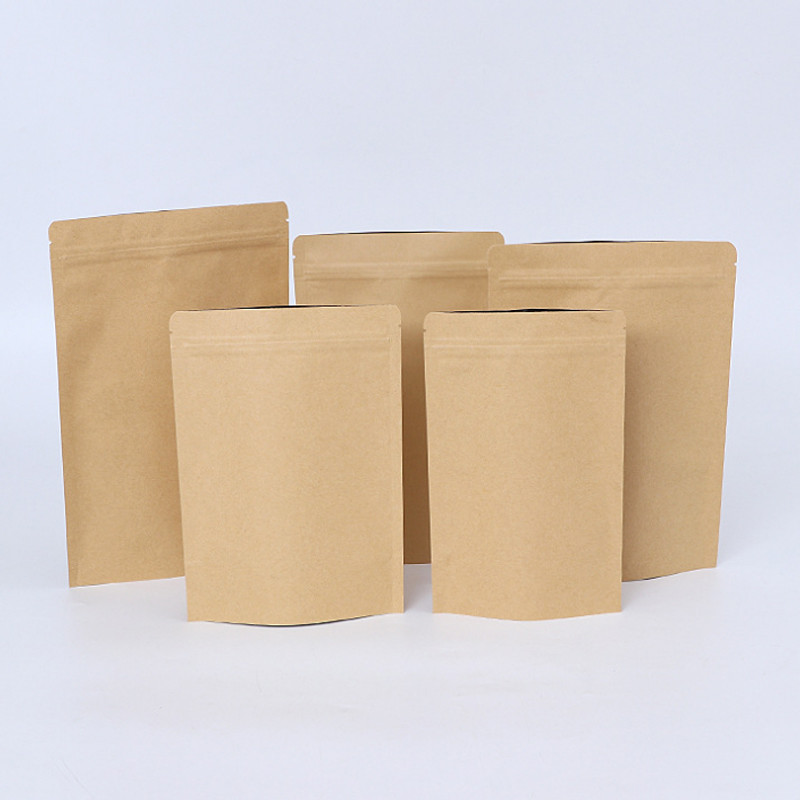 Compostable Brown Stand Up Kraft Paper Zip Lock Bag Aluminum Foil Mylar Doypack Zipper Bag