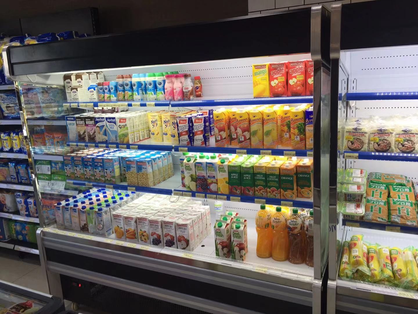 Air Cooler Type Multideck Open Chiller For Beverage Vegetable / Commercial Display Refrigerator