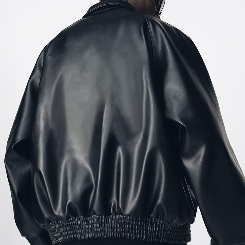 Pu Leather Streetwear Baseball Jacket Black Leather Jacket Vintage Street Style Eco Friendly