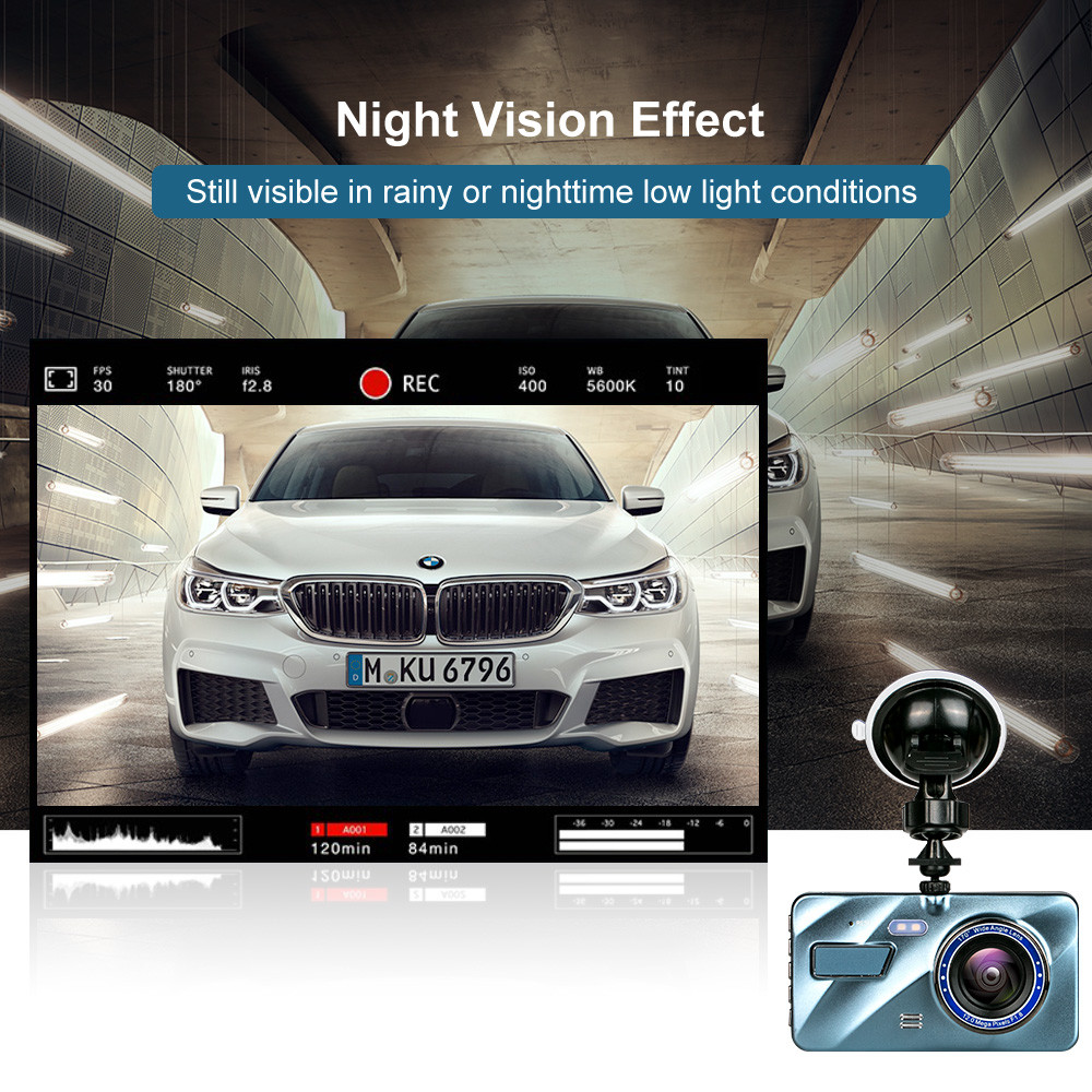 Auto Double Cameras Blackbox DVR Full HD 1080P 170 Degree Dash Cam IPS Touch Screen