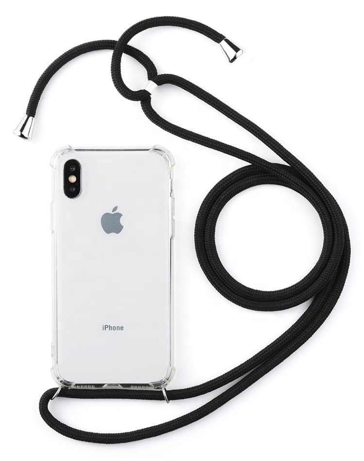 Transparent TPU PC Acrylic Crossbody Strap Mobile Phone Case Iphone X Xs Sports Style