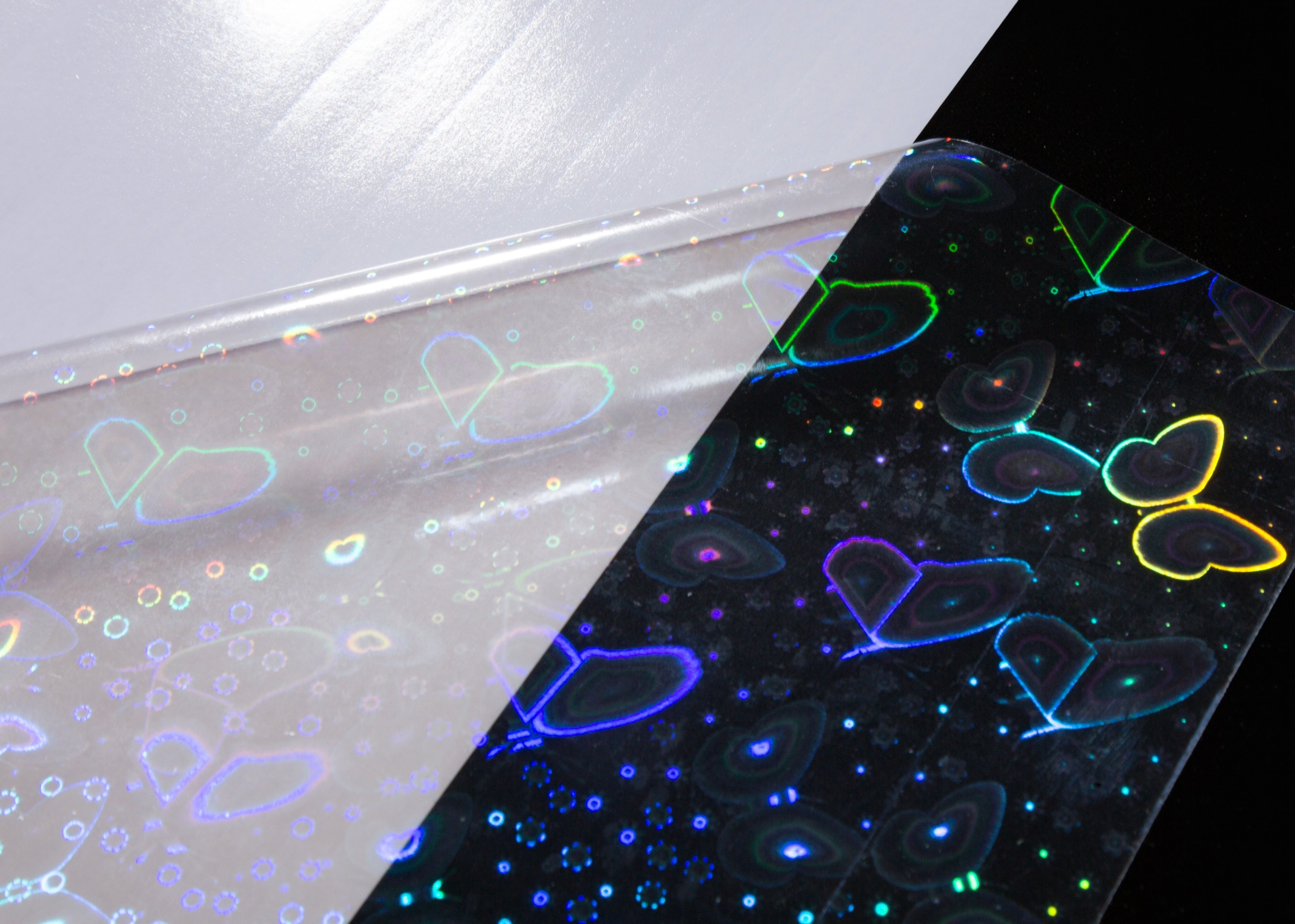 Holographic Butterfly Pattern Transparent Vinyl Cold Lamination Film Self-Adhesive, Easy Cold Lamination, Great for DIY Stickers