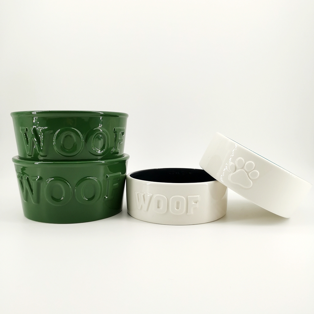 Colorful Ceramic Pet Bowl , Rounded Ceramic Dog Slow Feeder For Food Water Feeding