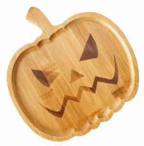Quality Halloween Pumpkin Bamboo Serving Platter Wooden Appetizers Board Sustainable for sale