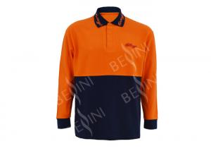 China Breathable High Visibility Long Sleeve Polo Shirts , Safety Polo Shirt Reflective Tape on sale