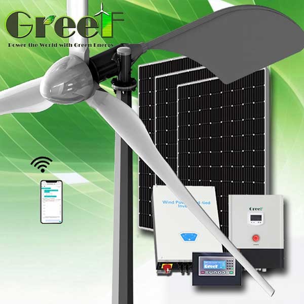 1KW 2KW Installation 3 Phase Solar Wind Hybrid System Horizontal Axis Wind Turbine