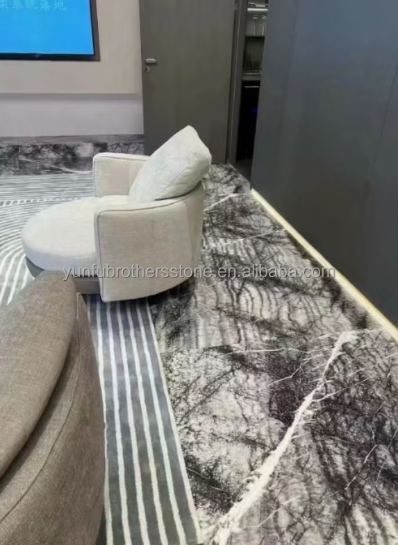 Graphic Design Natural Stone Italian Silver Fir Marble Floor Tile for Living Room