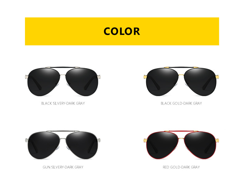 Fashion Metal Frame Polarized Sunglasses Black UV400 Oversized Metal Frame Glasses