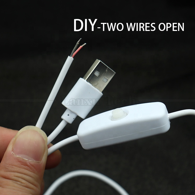 DIY 1m Power on off Controller Open Wire USB Switch Cable for Led Light Strip Lamp