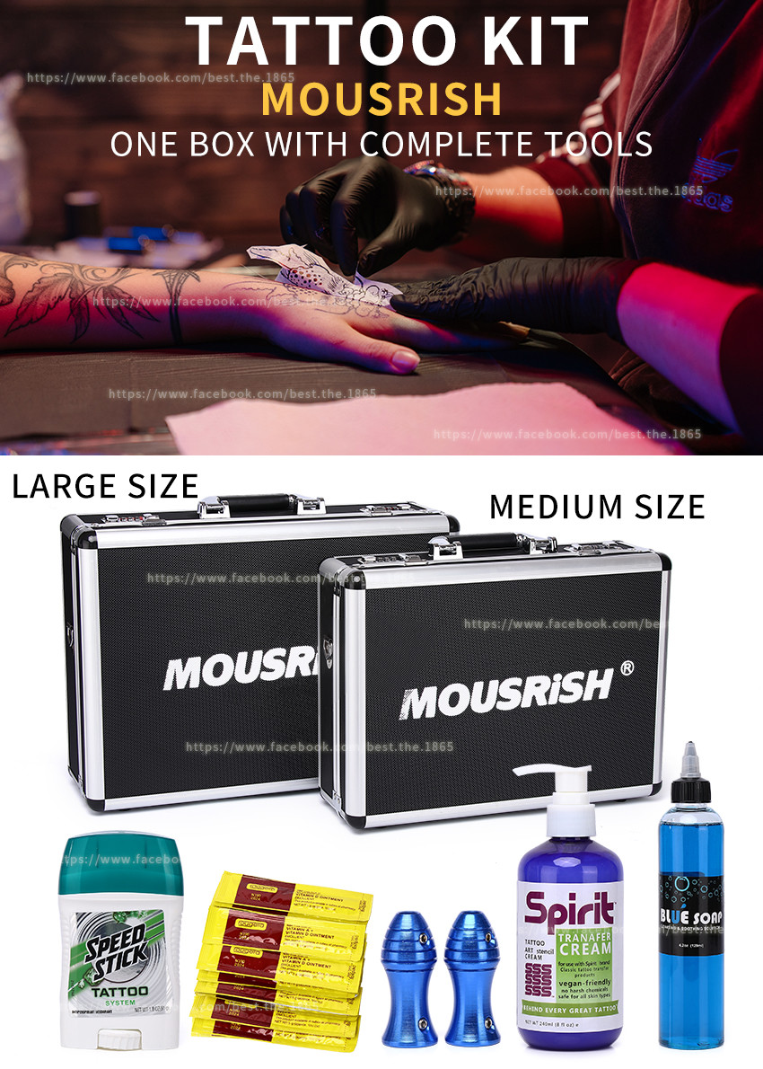 Tattoo Kit Mousrish One Box With Complete Tools Medium Size And Large Size Tattoo Box