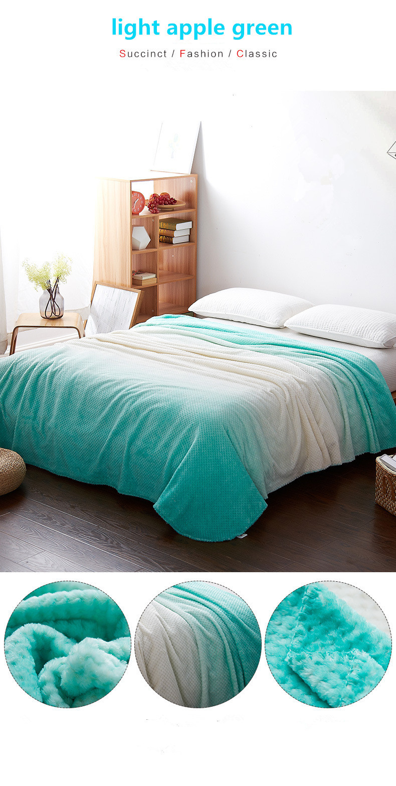 Gradient Color Flannel Sheet Blanket , Flannel Fleece Blanket Easy Care For Bedding