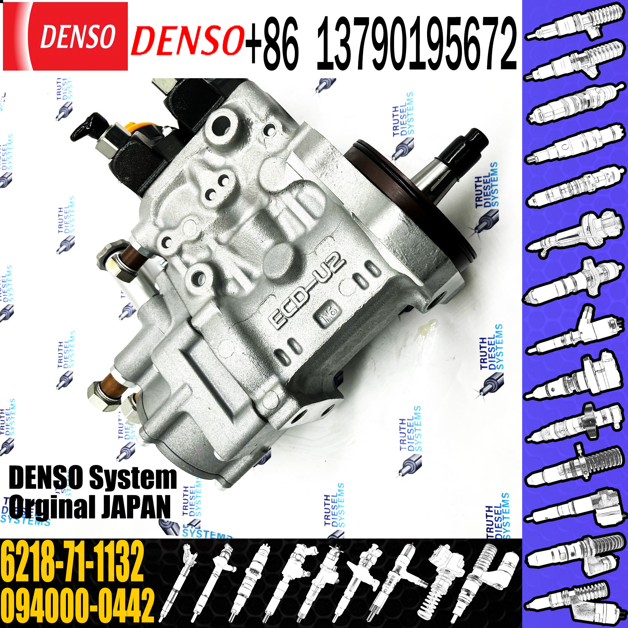 High Pressure HP0 Fuel Injection Pump 094000-0440 Excavator Common Rail Fuel Pump 6218-71-1132 For KOMATSU PC750-7 6D140