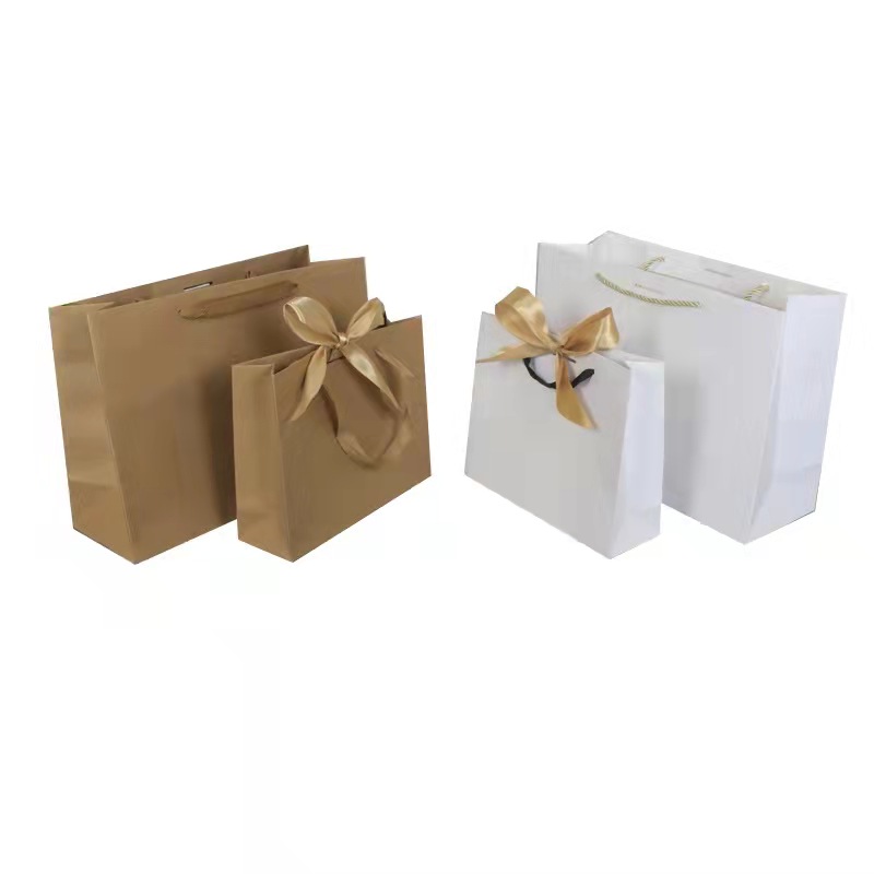Reusable Custom Printed Paper Bags white Kraft Paper Gift Bags