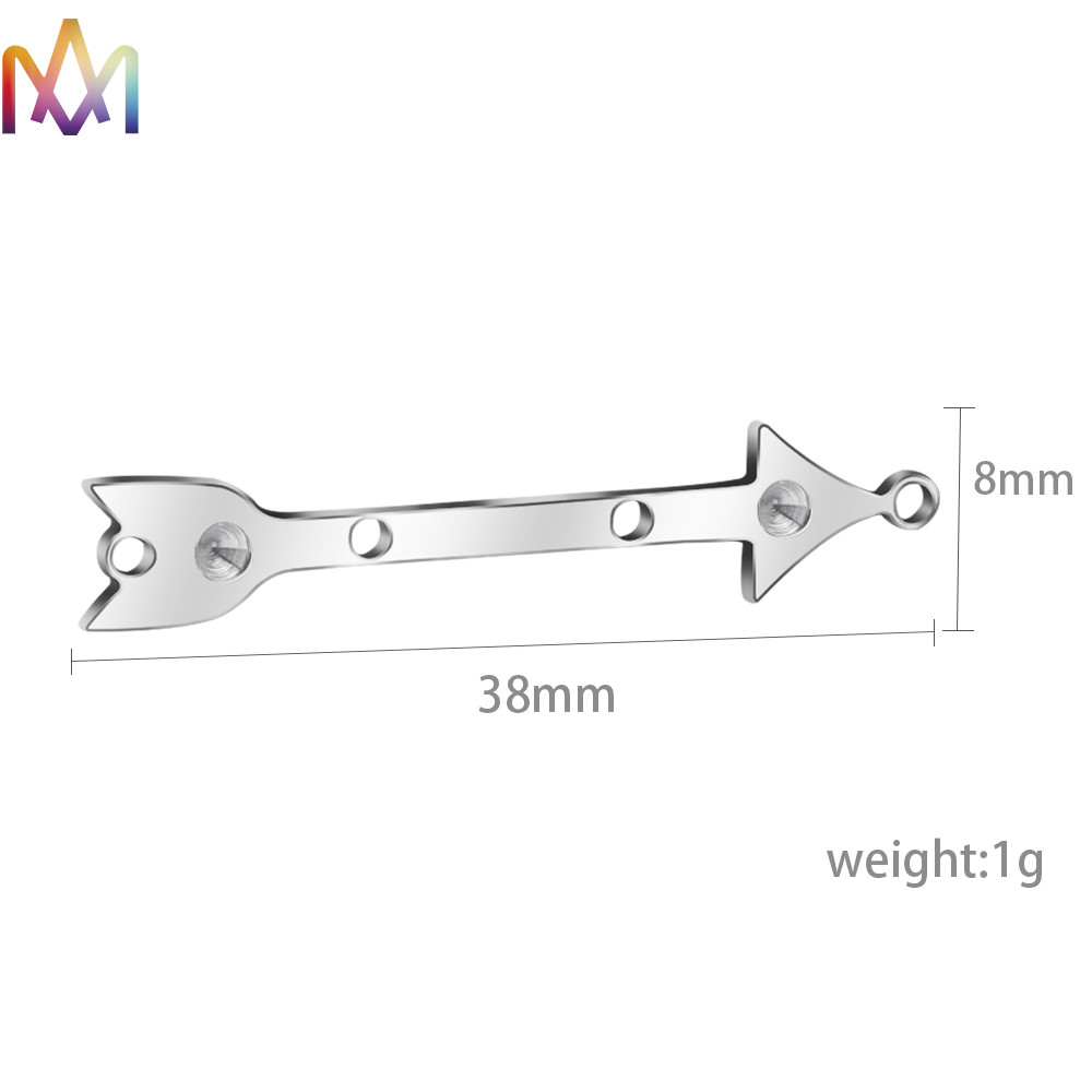 38x8MM SS Sideways Arrow Pendant Custom Engraving Charms