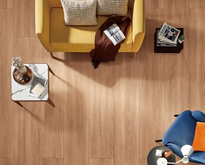Waterproof 300x1800mm Yellow Brown Wooden Porcelain Strips For Living Room And Bedroom