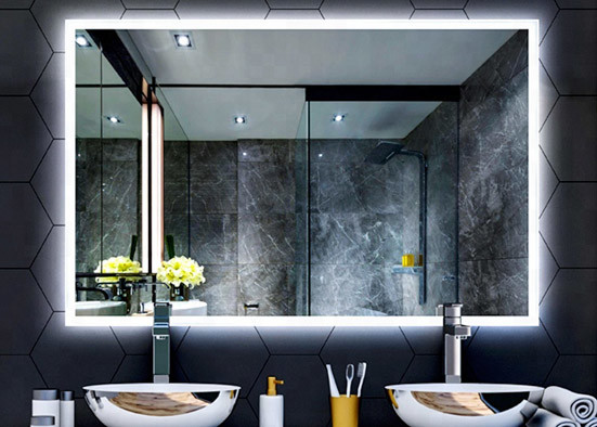 Modern LED Illuminated Bathroom Mirror / Waterproof Touch Screen Smart Mirror