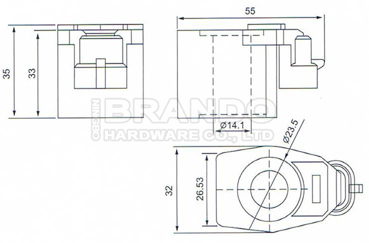 Dimension of BB14135020 Solenoid Valve Coil :