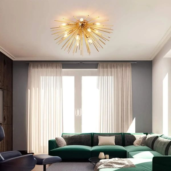 Hedgehog Ball Chandelier American Living Room Dining Room Sunburst Starburst Chandelier （WH-AP-656）
