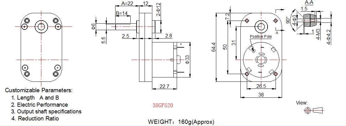 L Shape DC Spur Gear Motor 12v 24v High Torque DC Motor With Threaded Shaft
