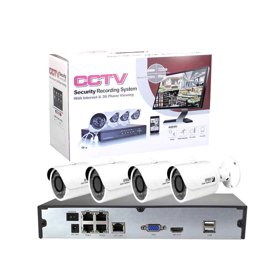 Hot selling 4CH 1080P 2MP POE Surveillance Wire IP Camera NVR Kits