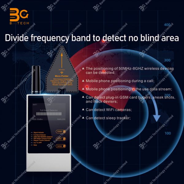Professional Wireless Detector Anti GPSGSM Wifi Digital Radio Frequency Detector 50MHz-8GHZ