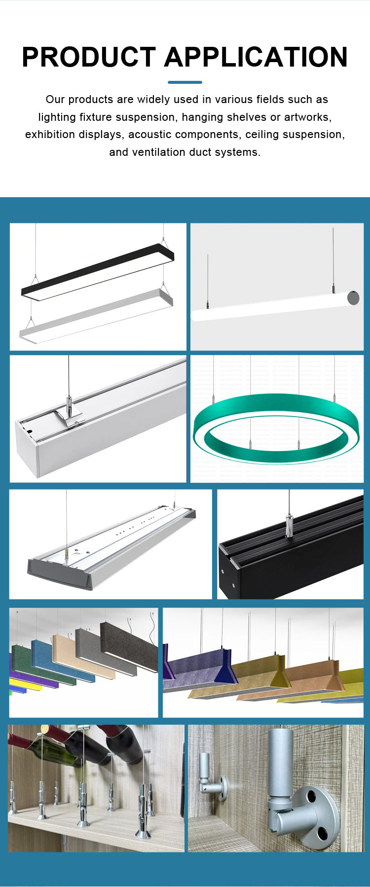 Acoustic Panel, Billboard, Sign, Cable Suspension Kit Steel Wire Rope with Cable Gripper Gripper Hanging Wire Kit