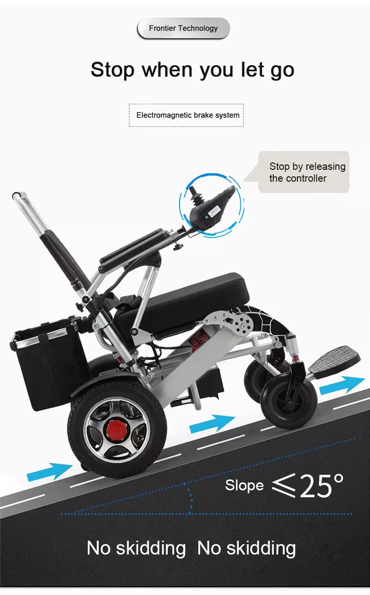 Lithium Battery Lightweight Electric Wheelchairs Folding Fully Automatic Breathable