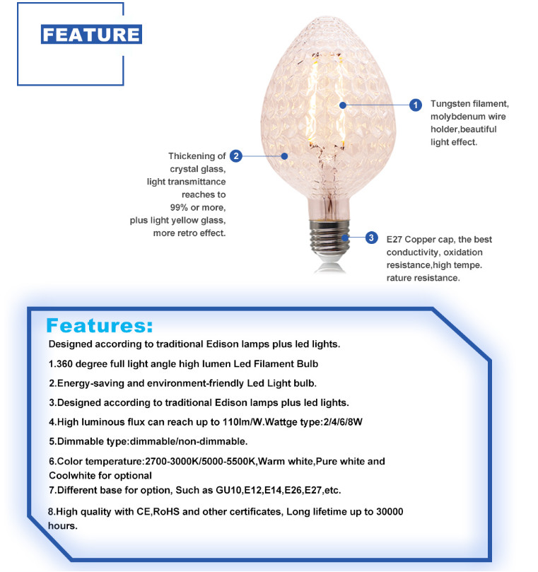 OEM Decorative Filament Bulbs Light 160Lm 4W Strawberry