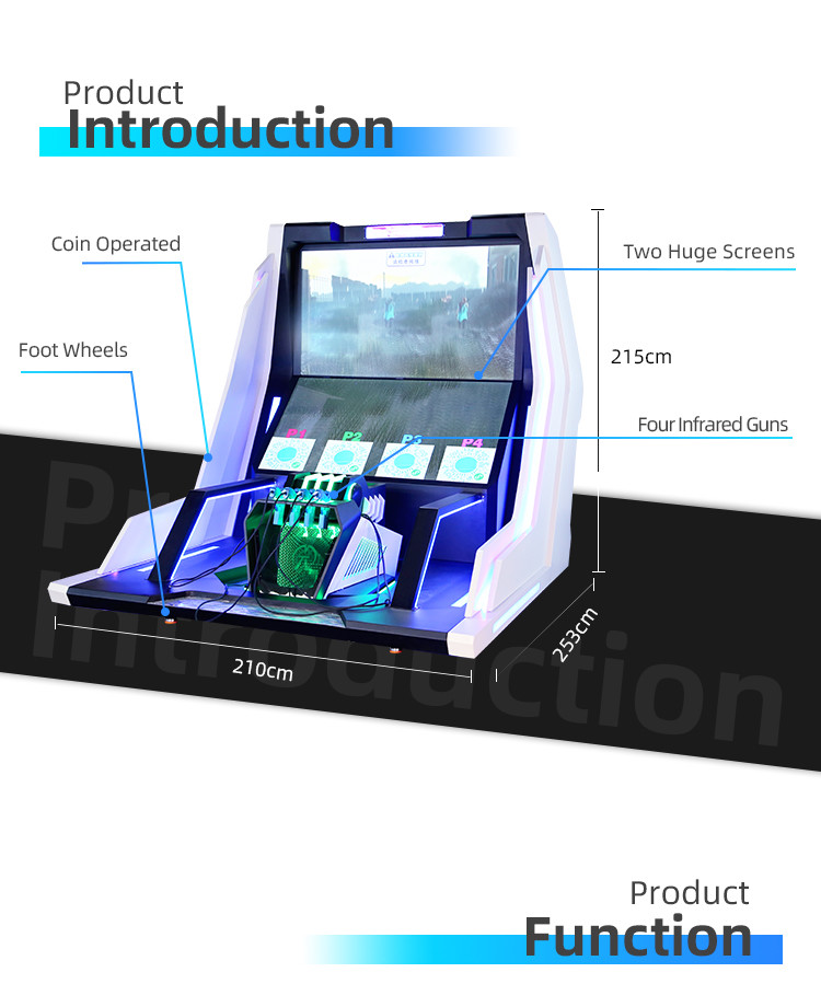 VR Shooting Simulator For Kids With Guns And Double 65inch Screens For Multiplayer Competition