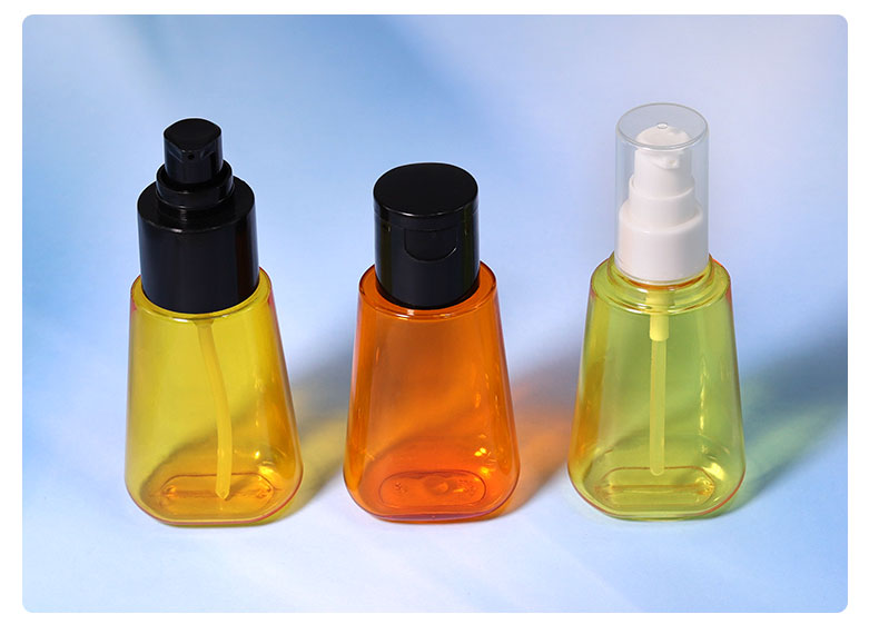 PET Clear Lotion Bottle Cosmetic Hair Oil Empty Bottle 70ml With Black Pump Head
