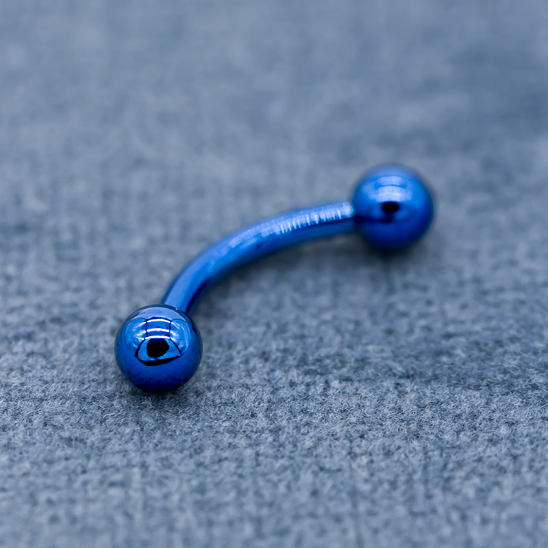 Blue Crystal Gem Eyebrow Barbell Piercing Jewelry 316L Stainless Steel 8mm