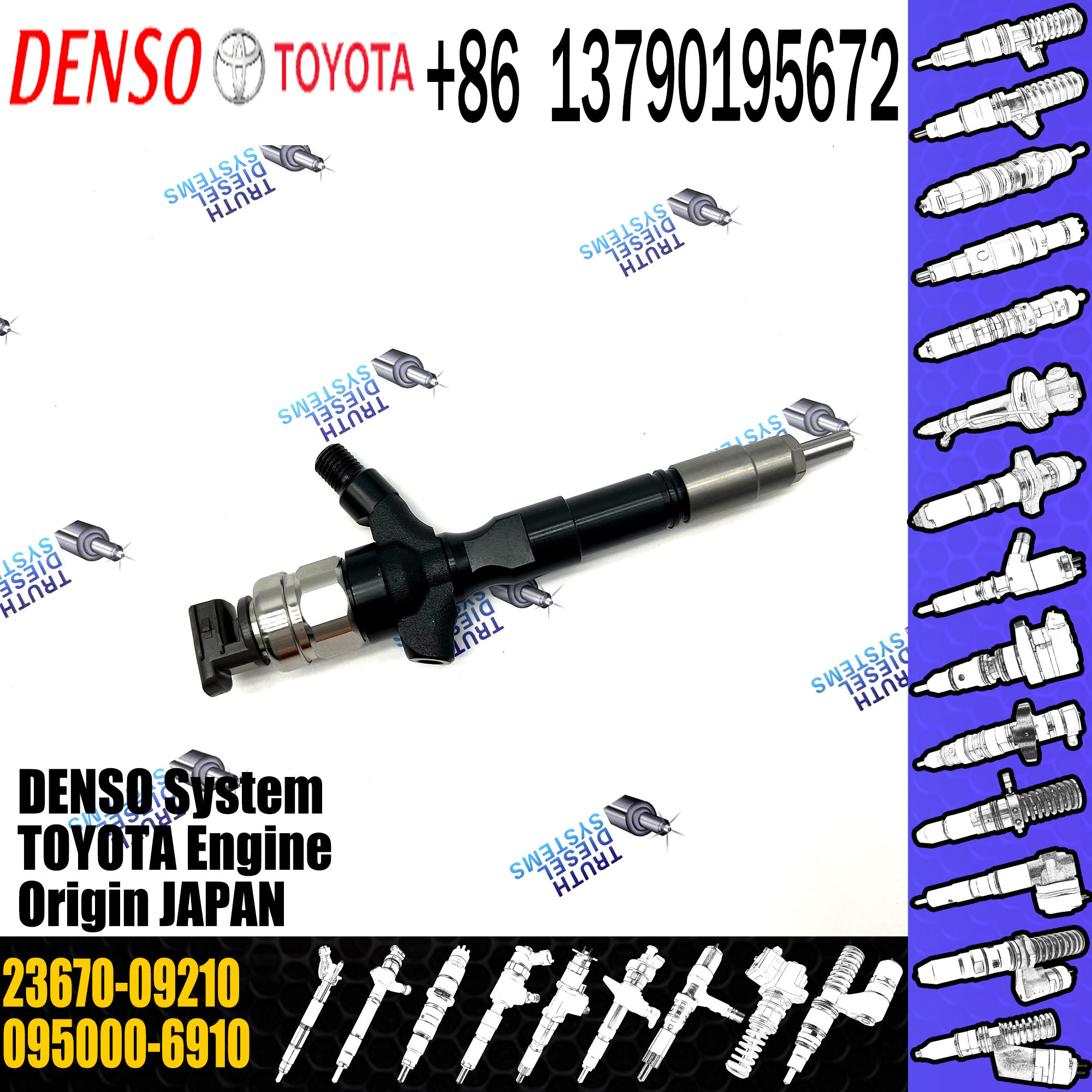 Fuel injector 095000-6230 095000-7640 095000-7280 095000-6910 For TOYOTA 23670-0R170 23670-09140 23670-09210